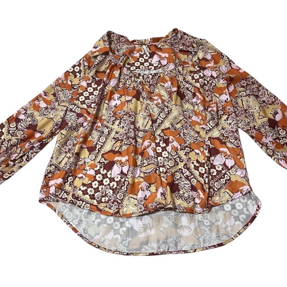 Free People Sage Floral Print U-neck Top Size L - Picture 4 of 15